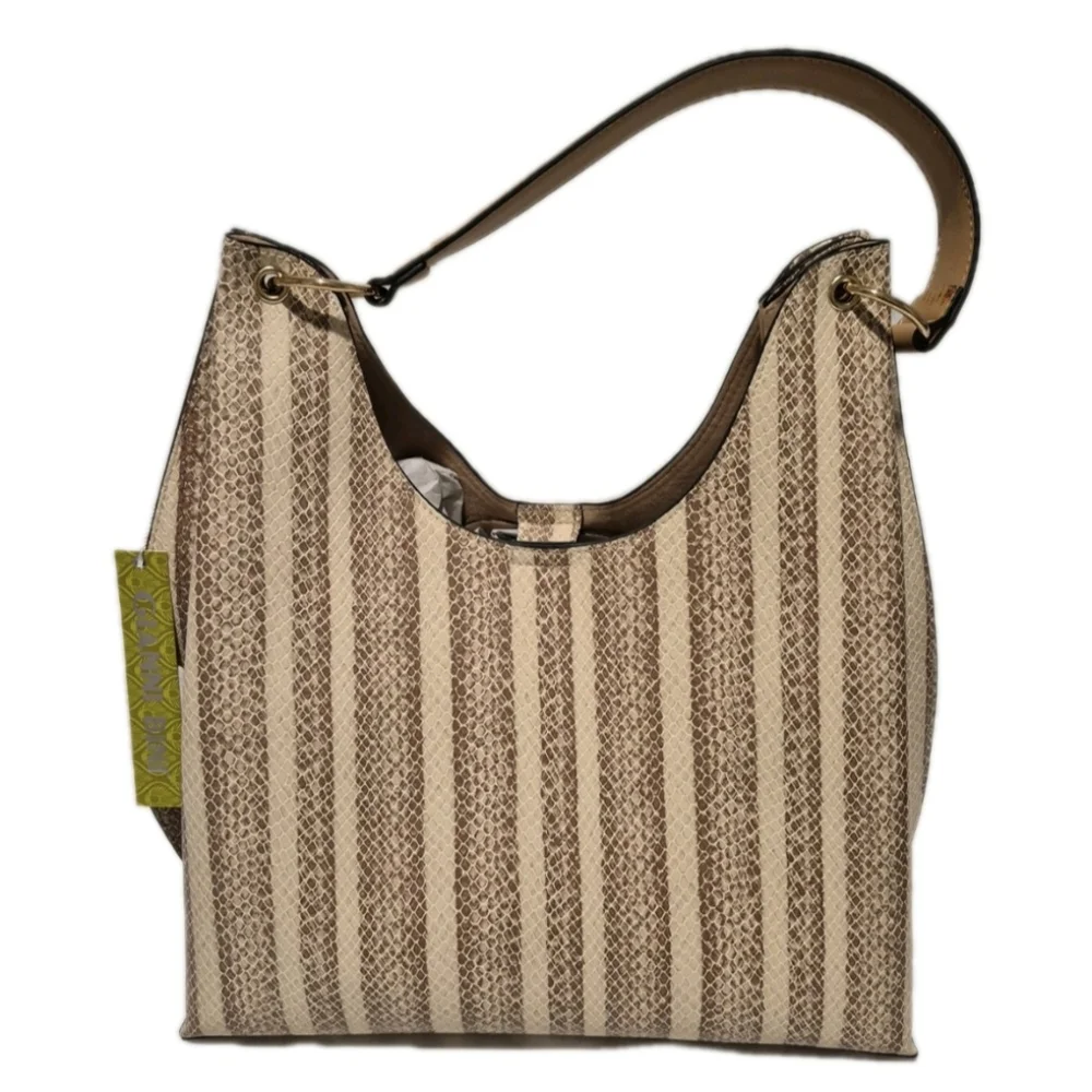 Gianni Bini Tan And Cream Vegan Shoulder Bag